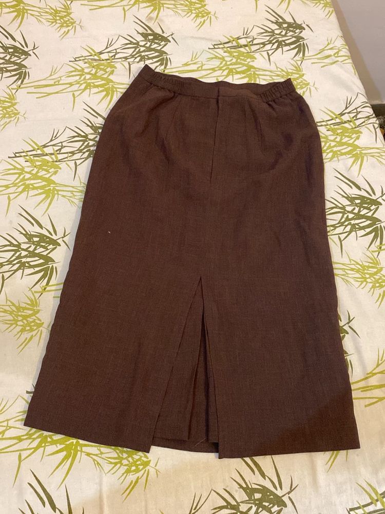 Brown Skirt With Slit