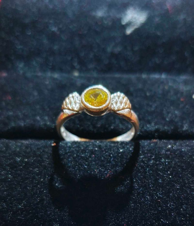 Yellow Gemstone Ring pure Silver