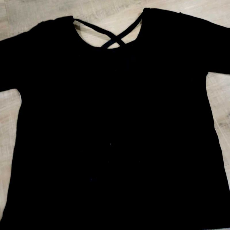 Black Criss-Cross Back Tee