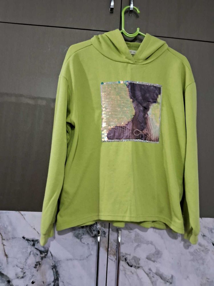 Green Sequin Graphic Hoodie