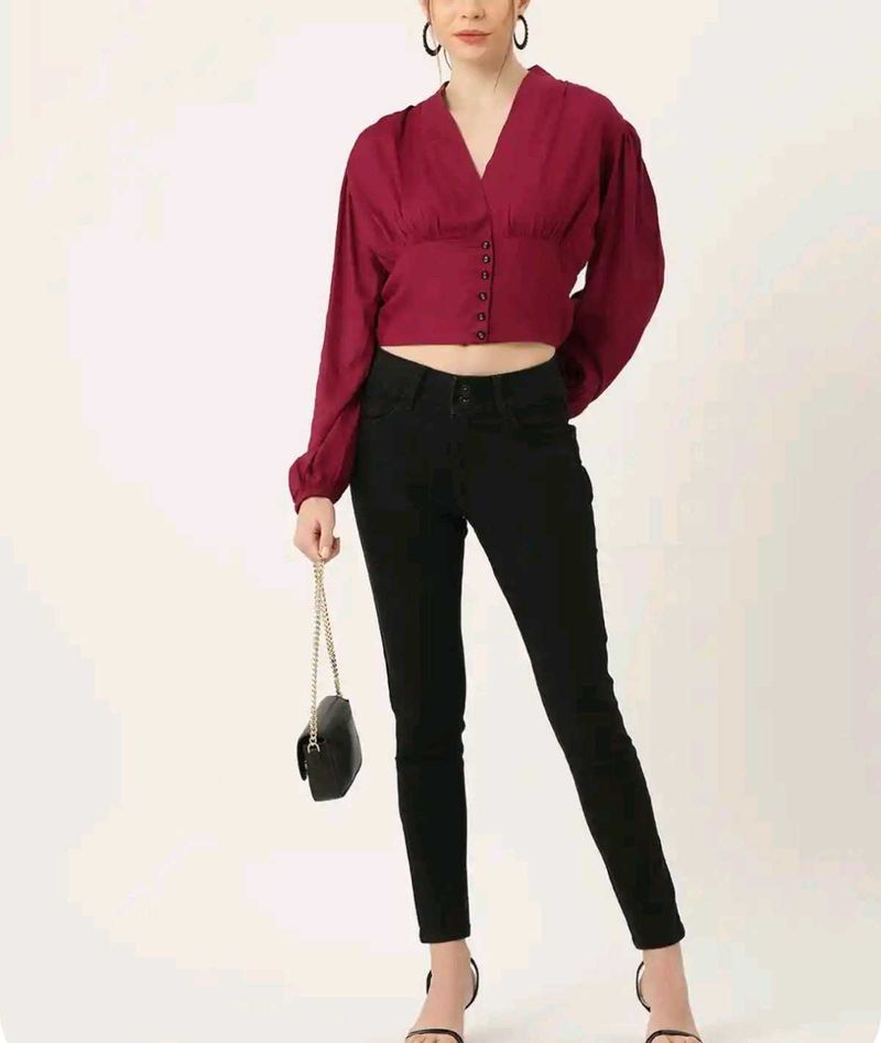 Chic Maroon Crop Top