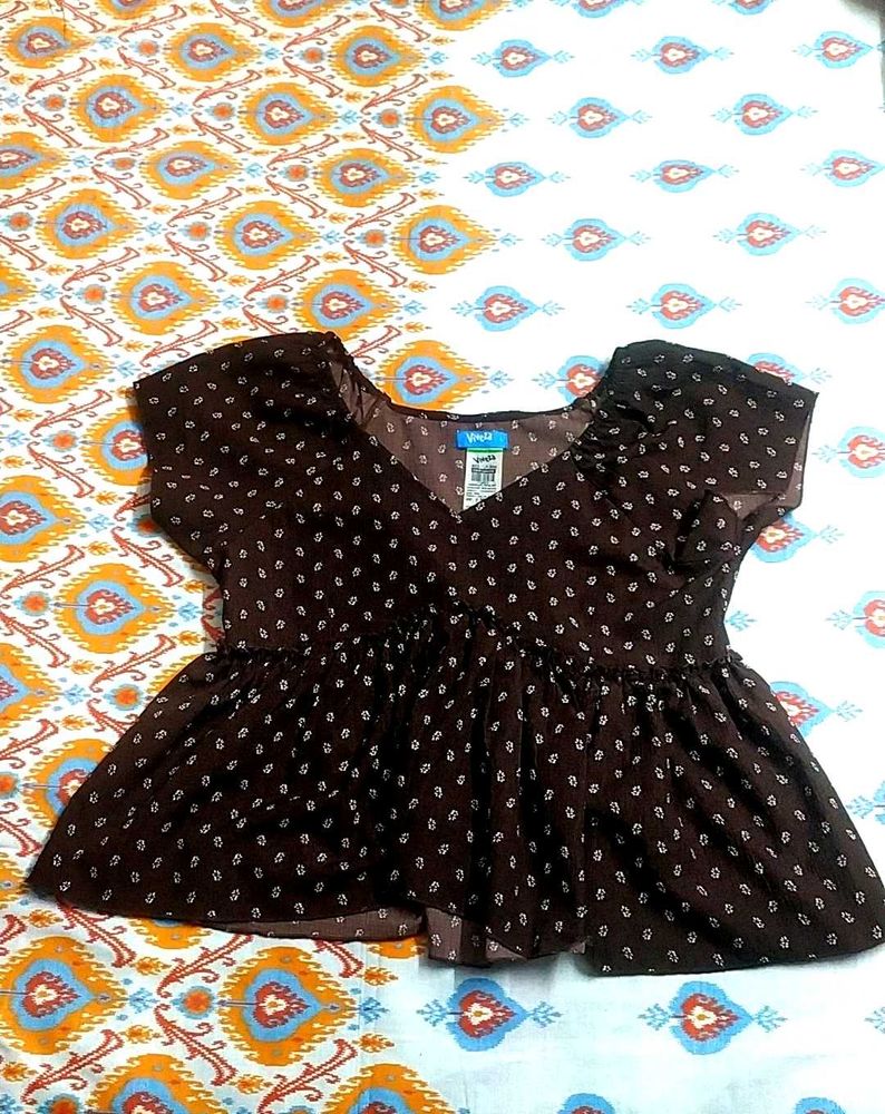 Brown Polka Dot Top