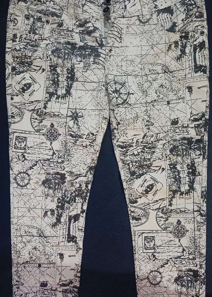 Printed Jean Pants