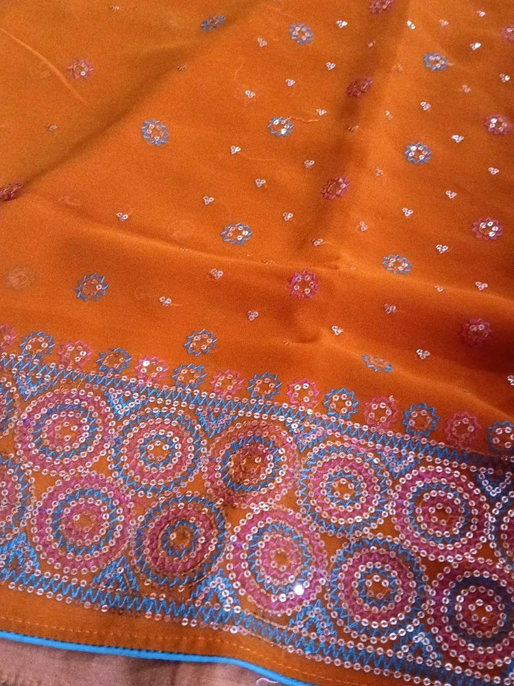 Orange Embroidered Dupatta