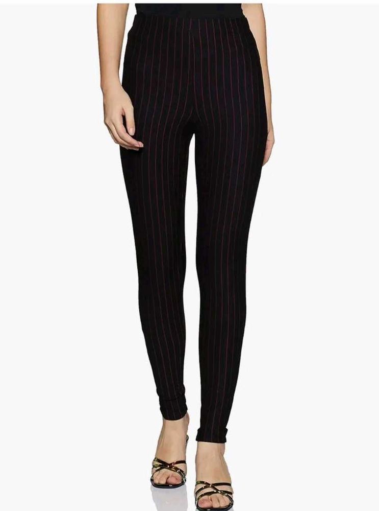 Forever 21 Black Leggings With Red Stripes