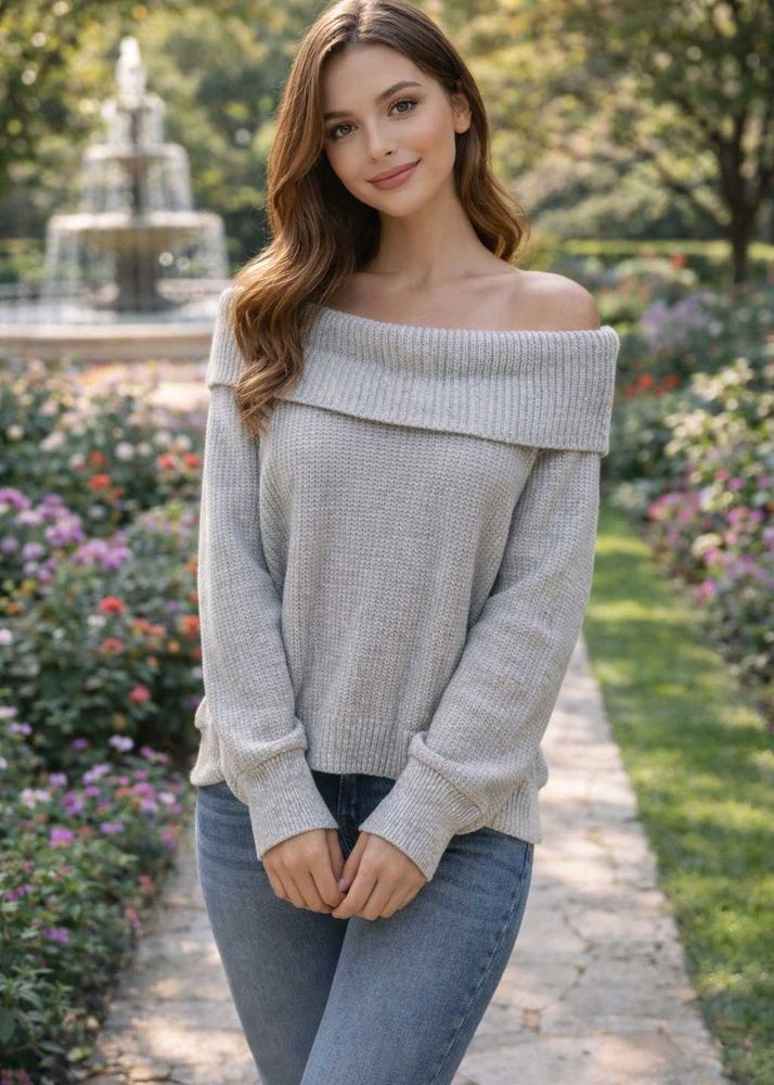 Off-Shoulder Knit Sweater