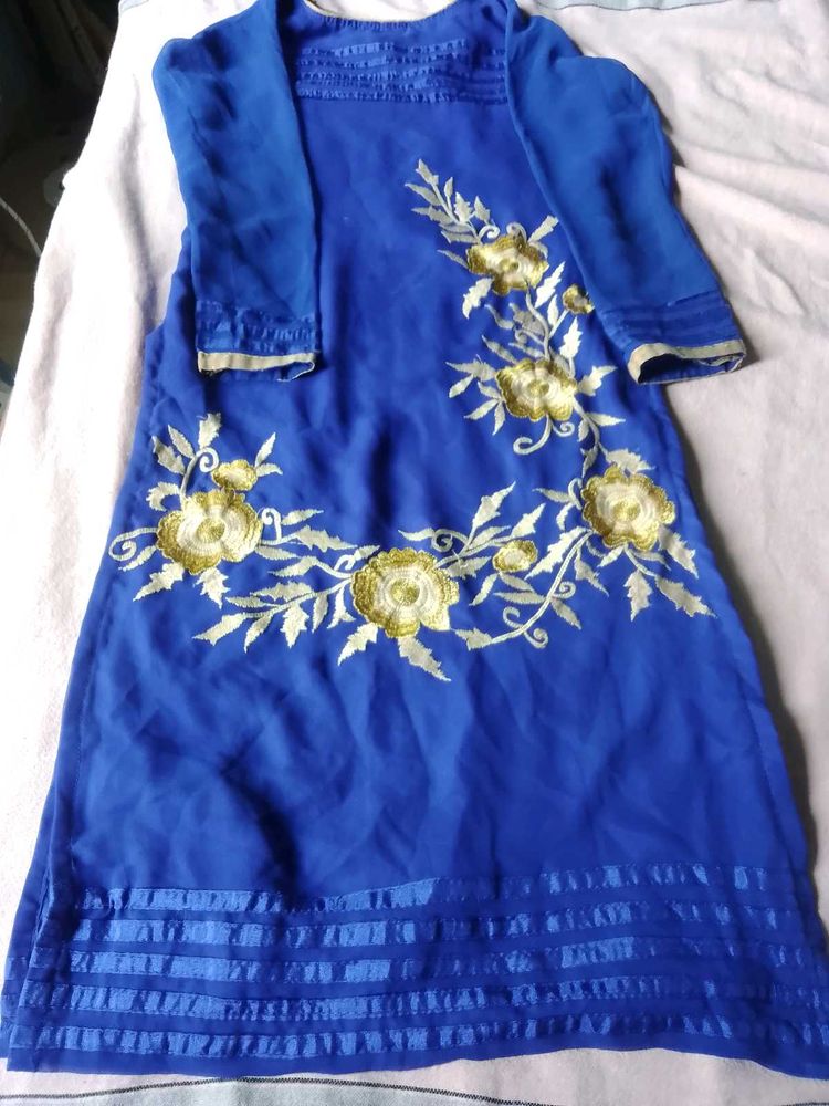 Blue Embroidered Kurta