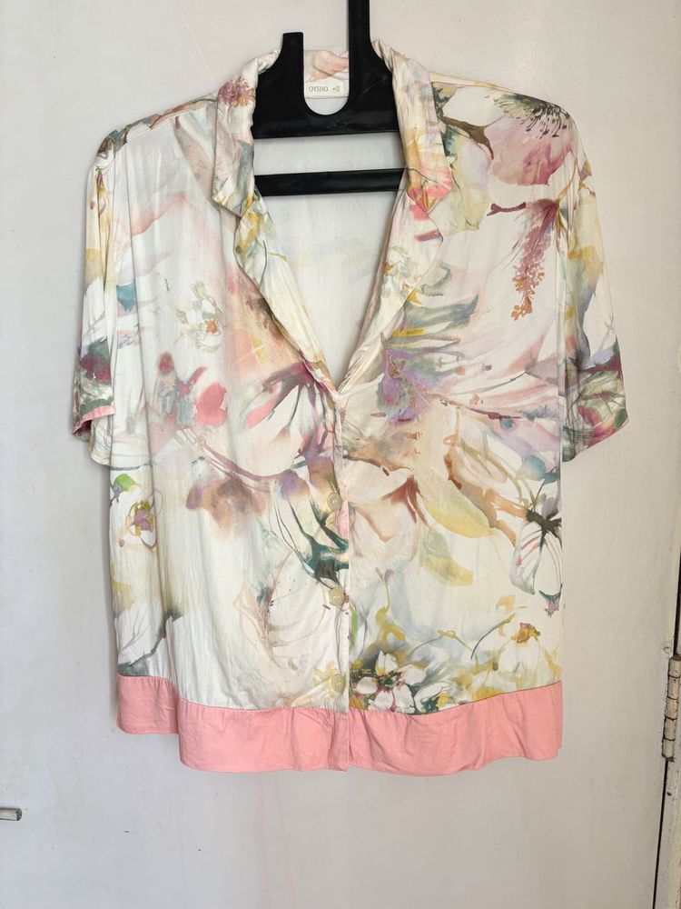 Vintage Floral Print Camp Shirt