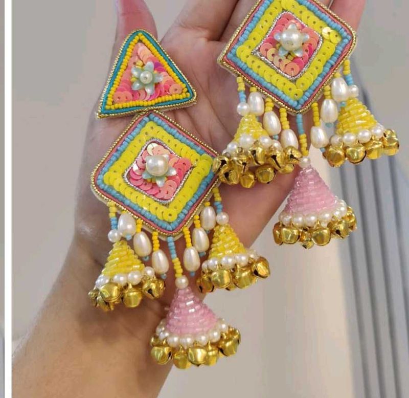 Handmade Beaded Statement Earrings