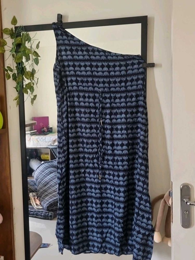 Elephant Print One Shoulder Dress