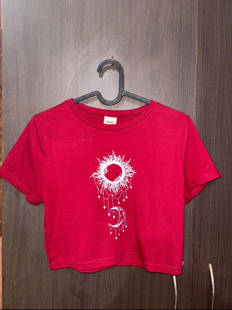 Graphic Maroon Crop Top