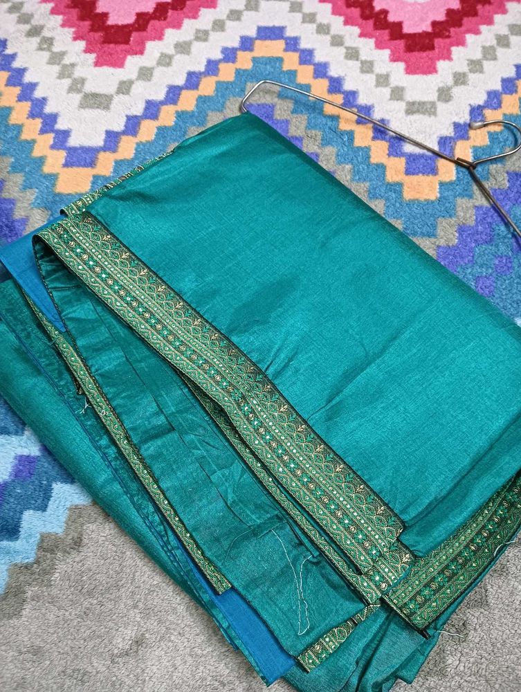 Teal Fabric with Embroidered Border