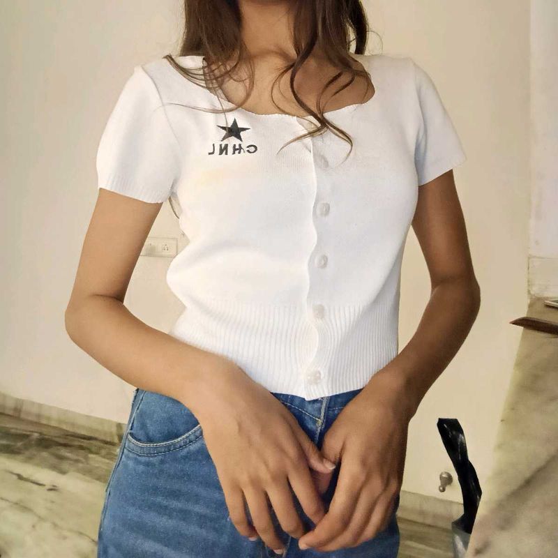 White Knit Top For Women