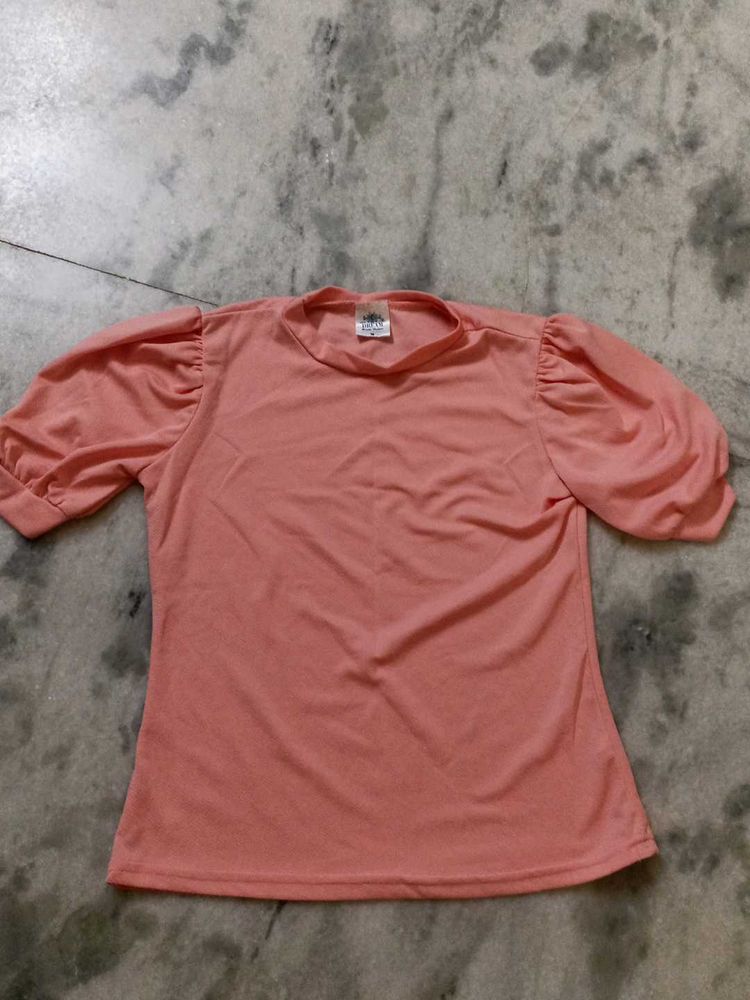 Peach Puff Sleeve Tee