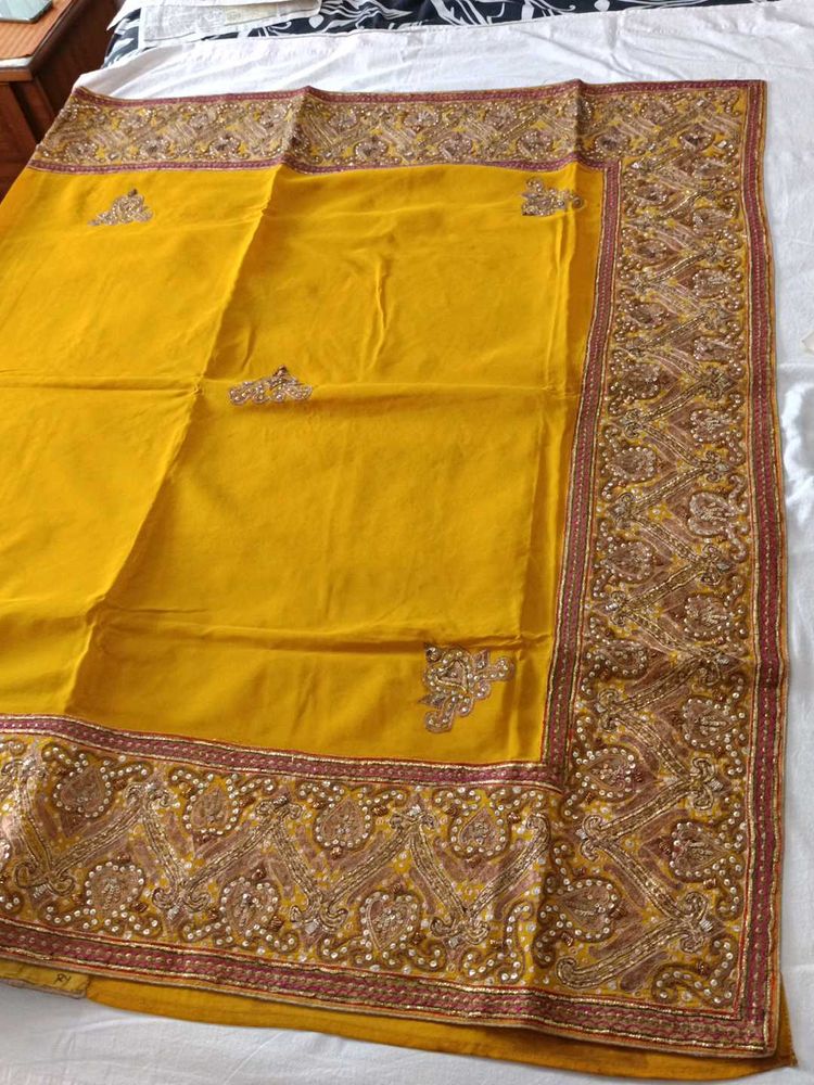 Heavy Wedding Musturd Saree