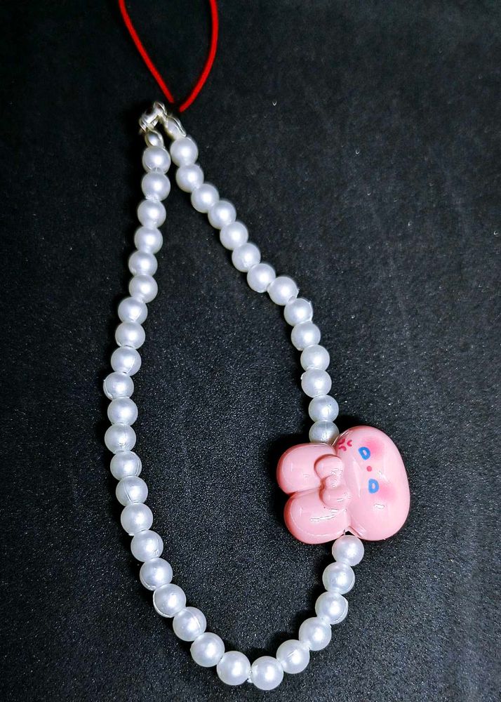 Pink Charm Beaded Phone Strap Set Of Four