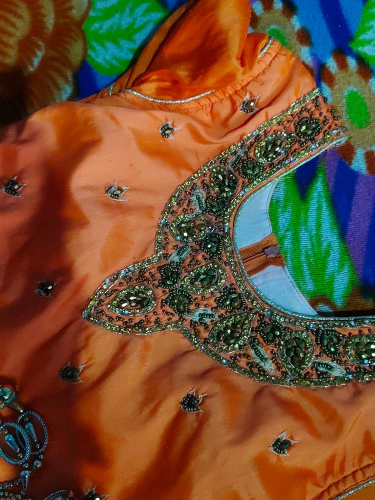 Orange Embellished Blouse