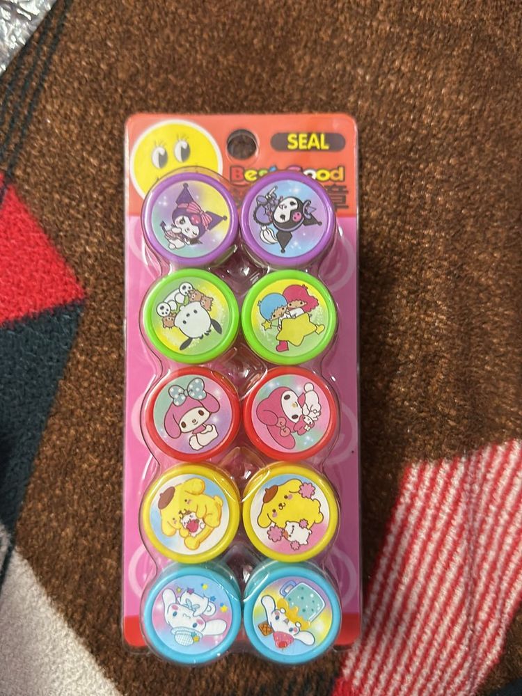 10 Pcs Animal Carton Emoji Face Design Stamps