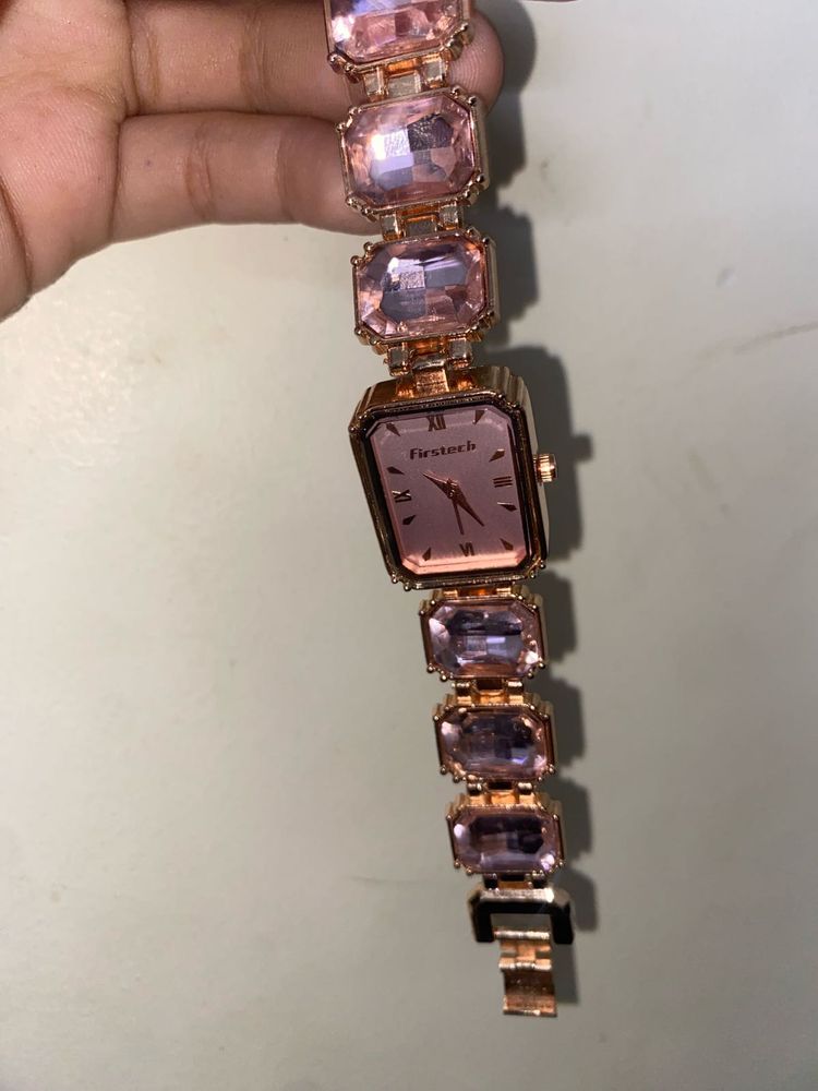Fancy  Pink Stone Watch