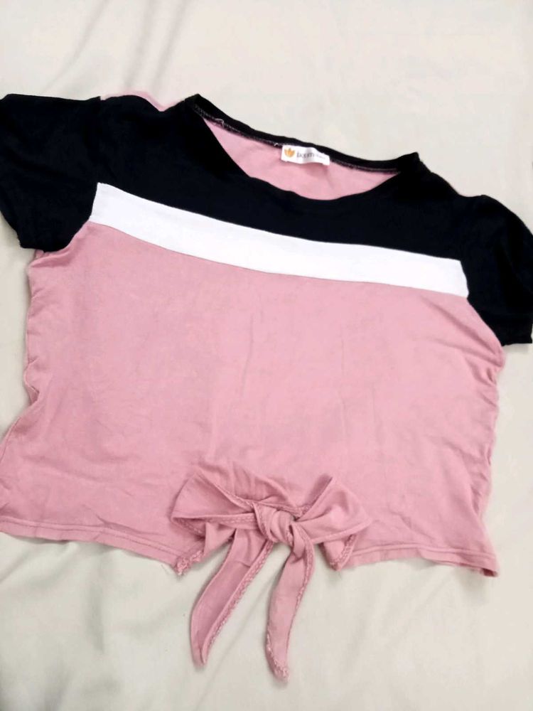 Color Block Tie-Front Tee
