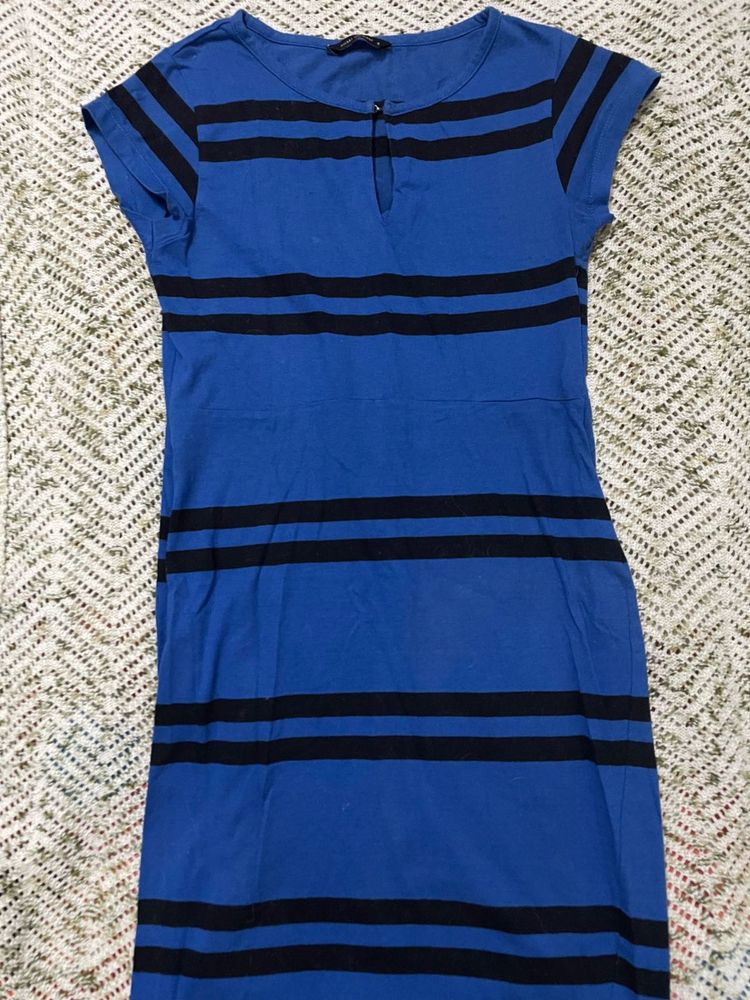 Blue &amp; Black Striped Bodycon Dress
