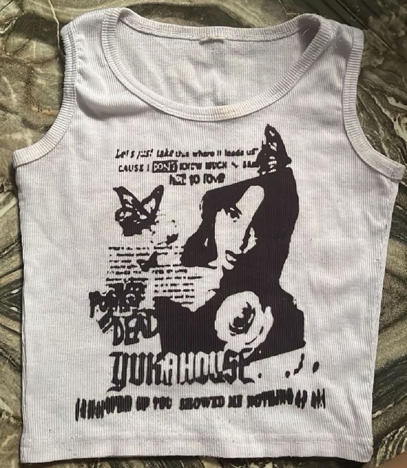 White Graphic Tank Top