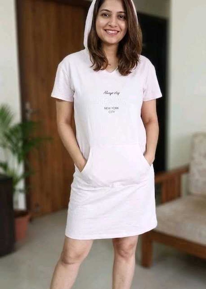 Casual Hooded T-Shirt Dress