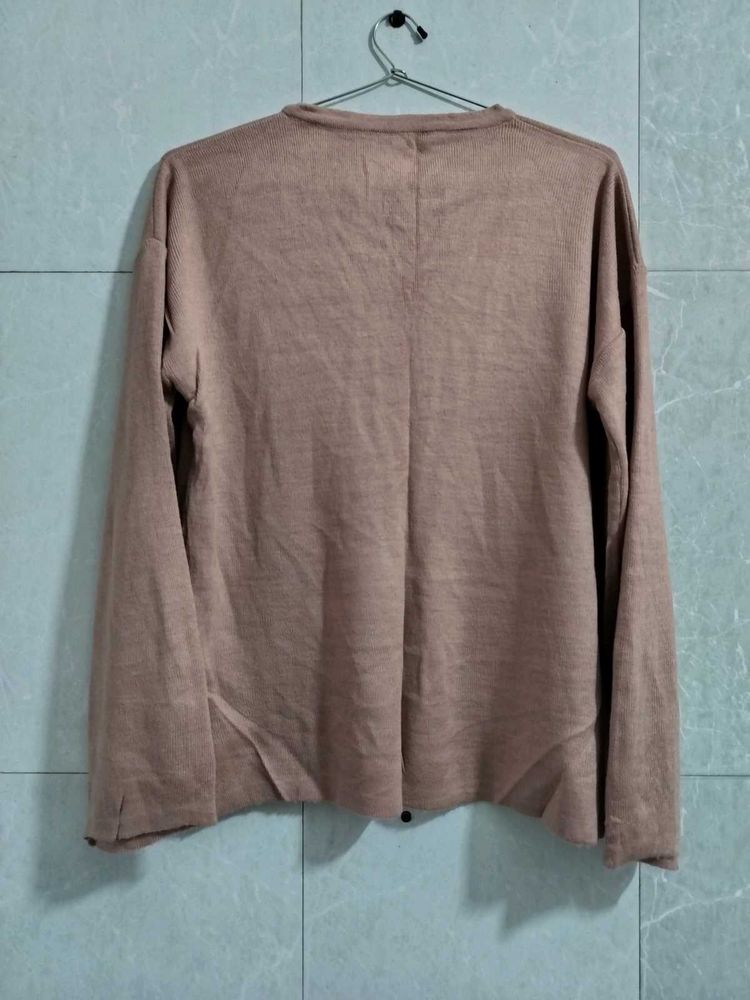 Peach V Neck Sweater Top