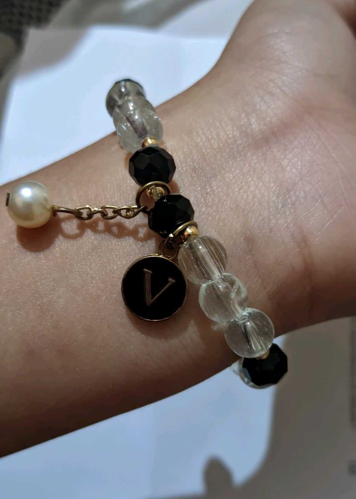 V Initial Bracelet And Dolphin Charm Bracele