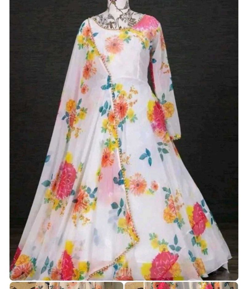 Floral Print Anarkali Gown
