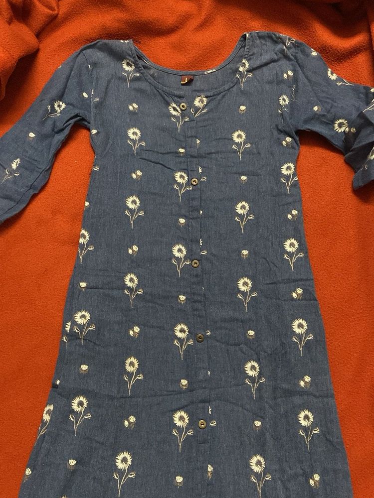 Blue Floral Print Dress