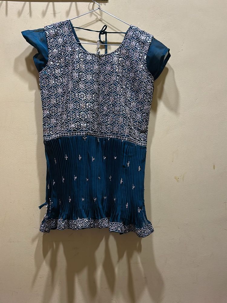 Teal Colour Kurta Sharara Set Size M