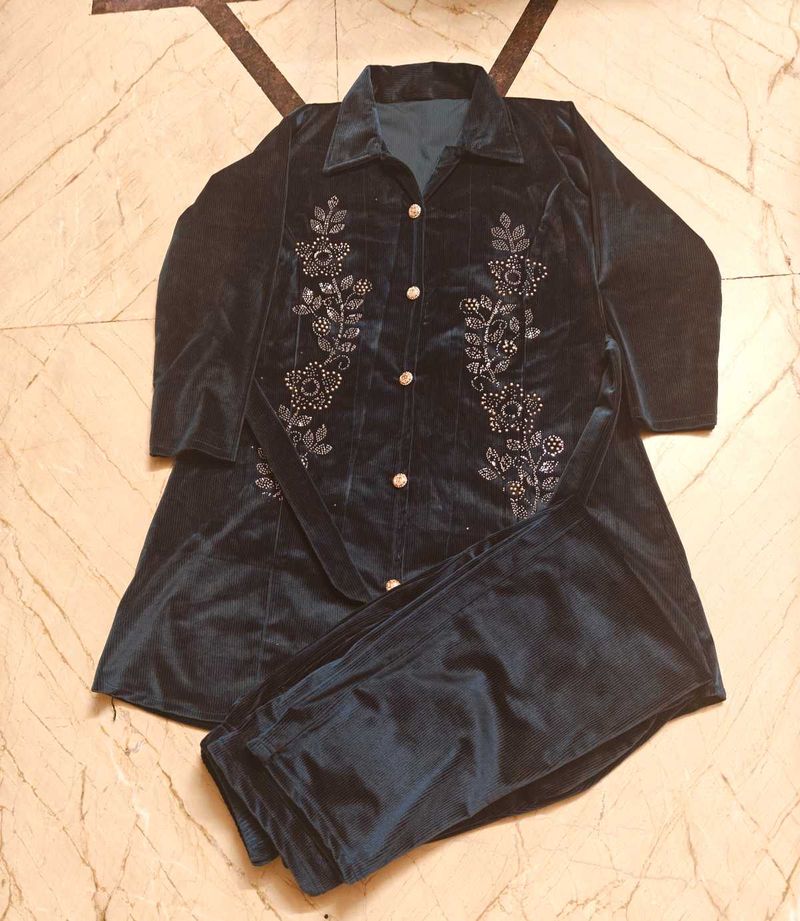 Velvet Embellished co ord set