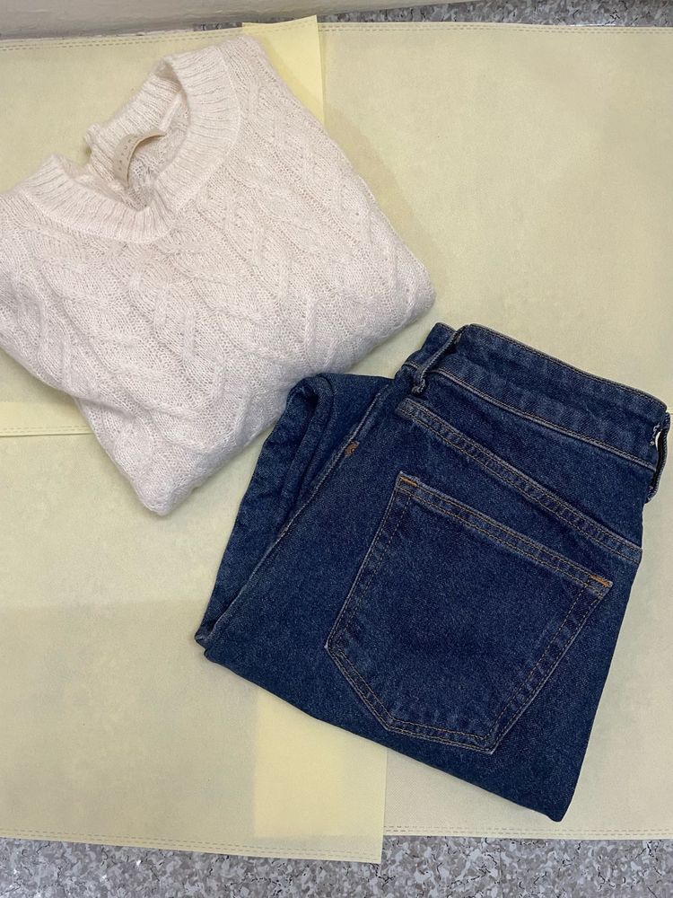 H&amp;M mom jeans &amp; Cozy Knit Sweater