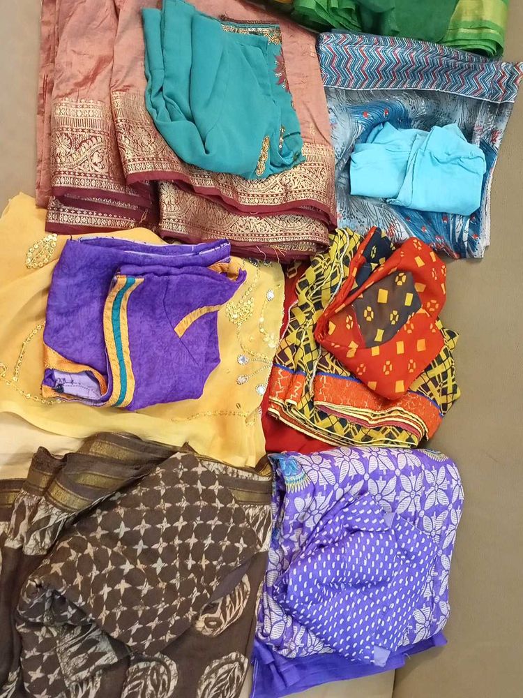 10 used sarees with blouses for Stephen