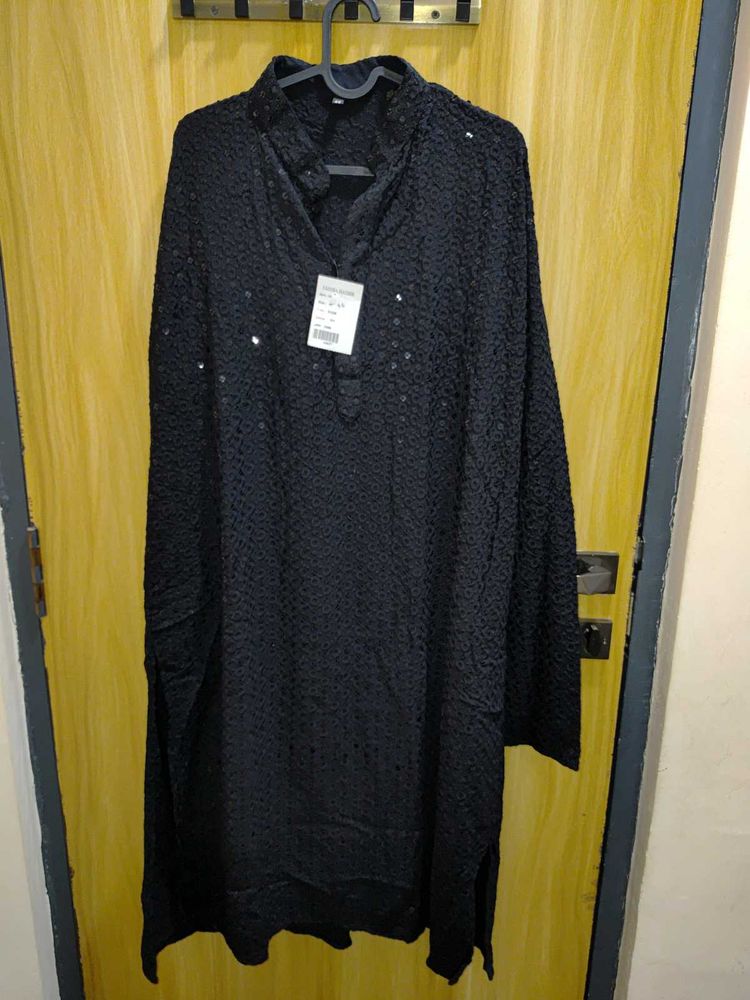 Black Party Wear Kurtha For Men