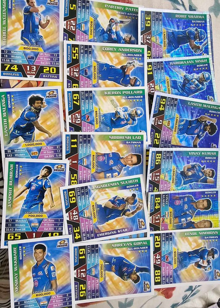 Topps Cricket Attax 2016 Mumbai Indians Team Set