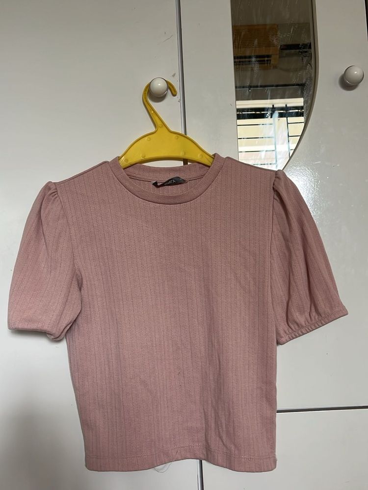 Pink Puff Sleeve Top