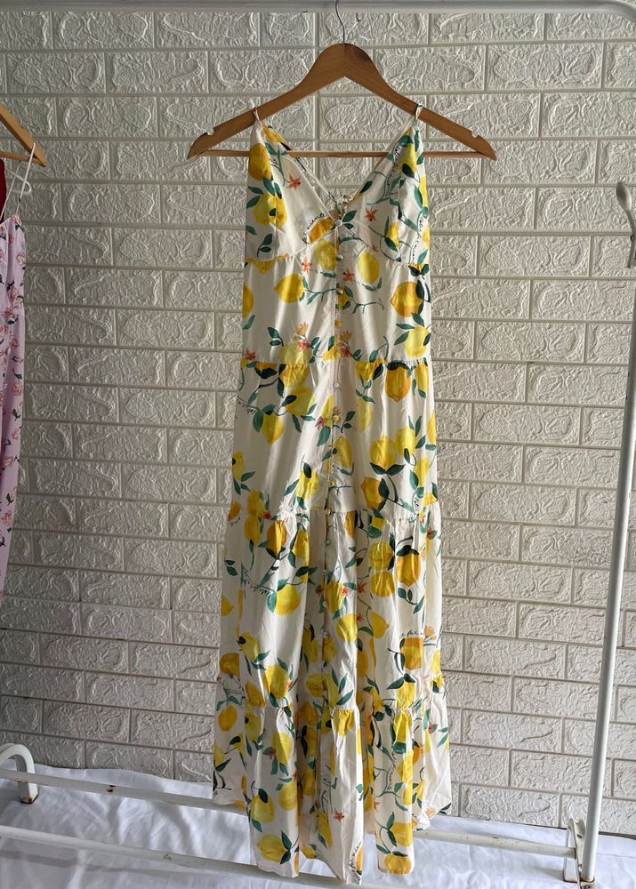 Lemon Print Maxi Dress