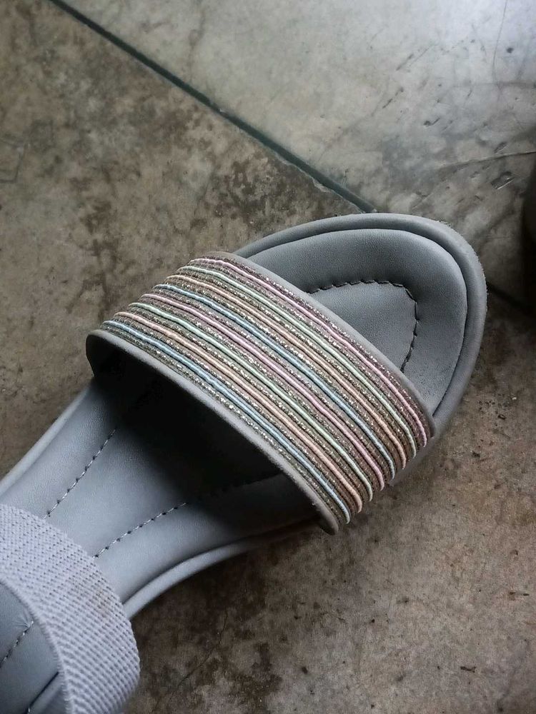 Striped Sparkle Slide Sandals