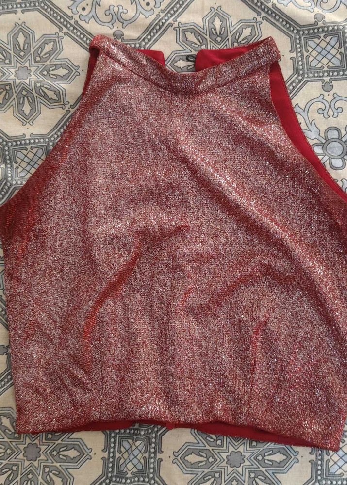 Sparkly Red Halter Top