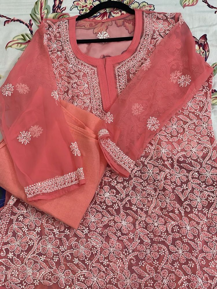 Pinkish Peach Embroidered Kurta