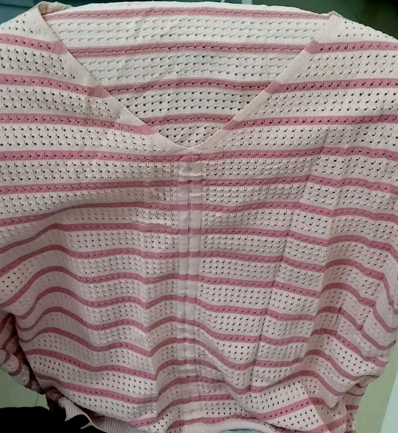 Pink Striped Knit Top