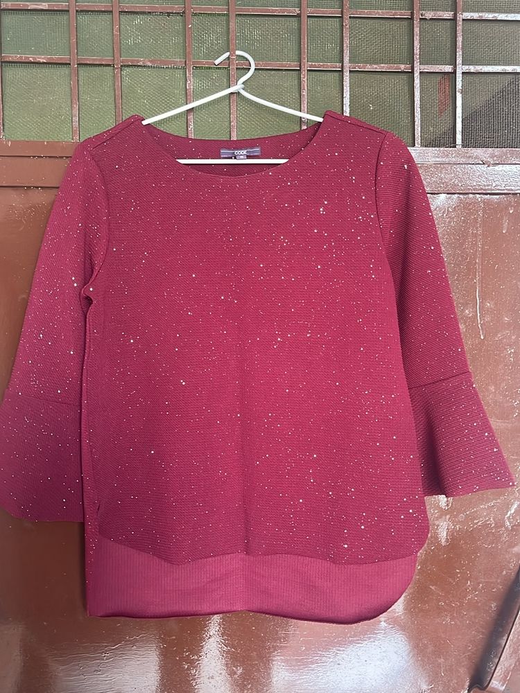 Code Burgandy Color Shimmery Top