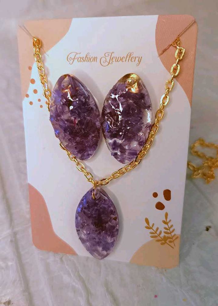 Purple Resin Jewelry Set