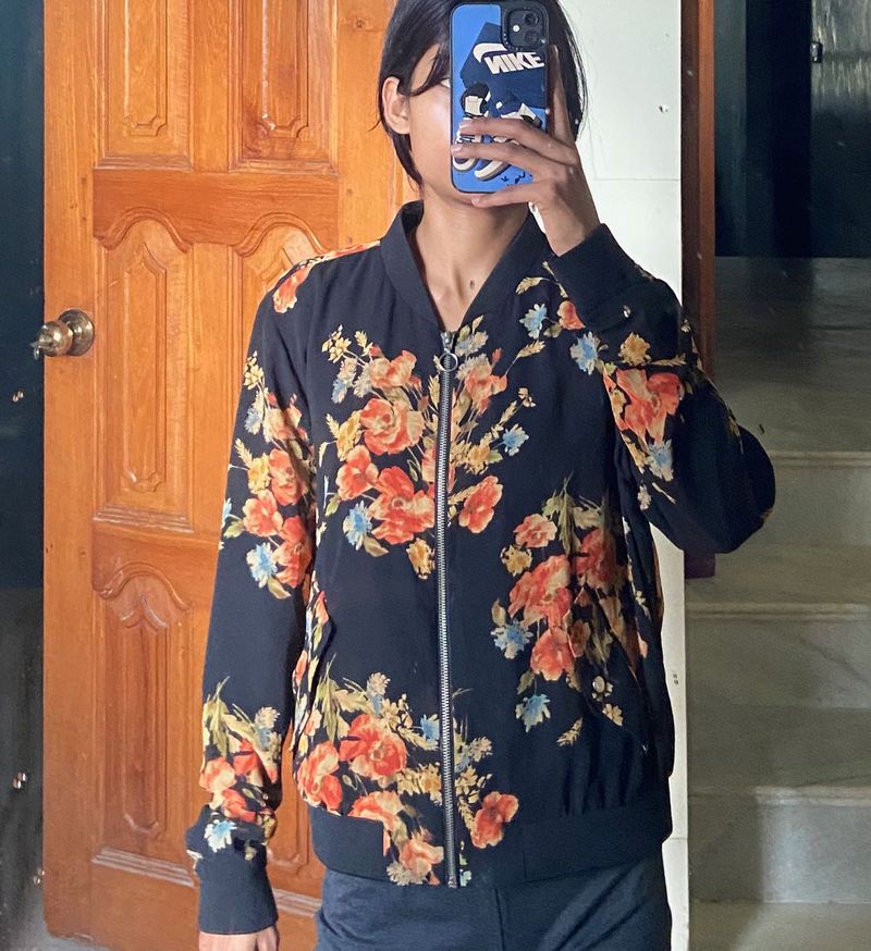 Floral Print Bomber Jacket