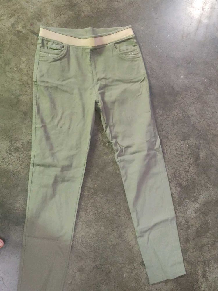Olive Green Pull-On Pants