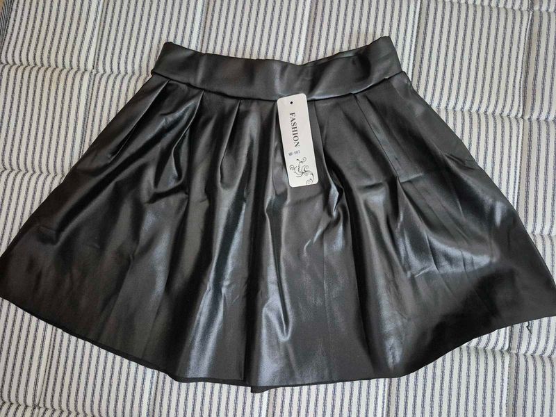 Black Faux Leather Skirt