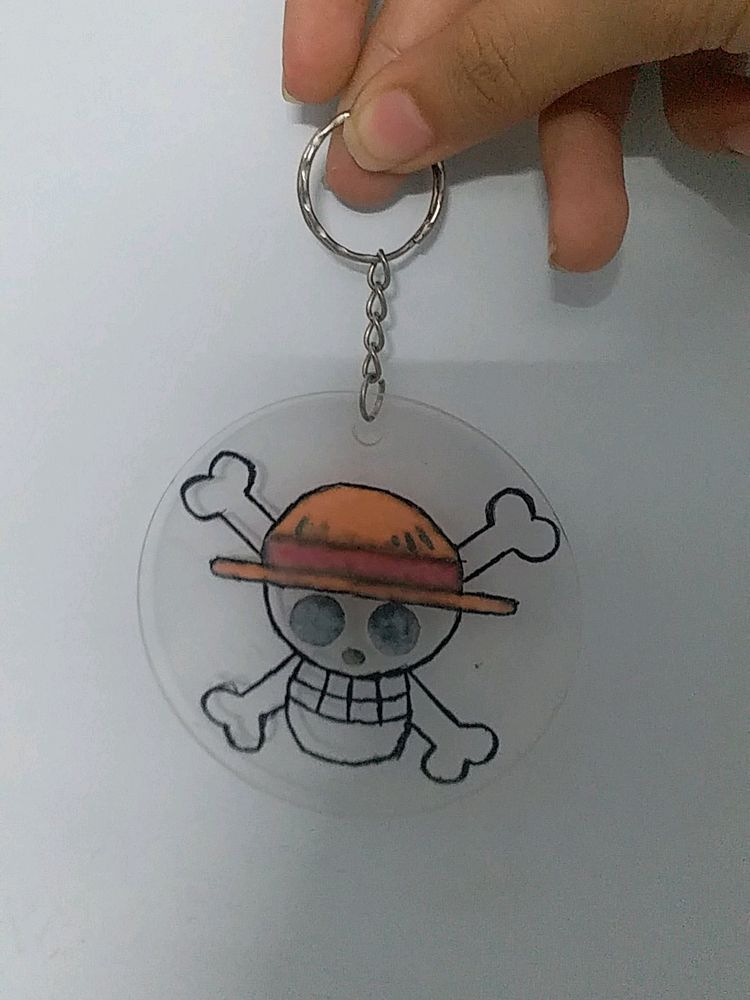 One Piece Anime Glass Painting Keychain