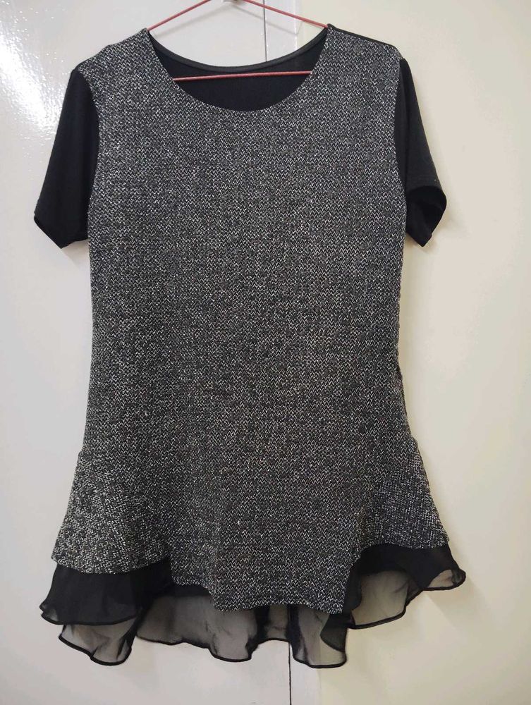 Glitter Tweed Peplum Top